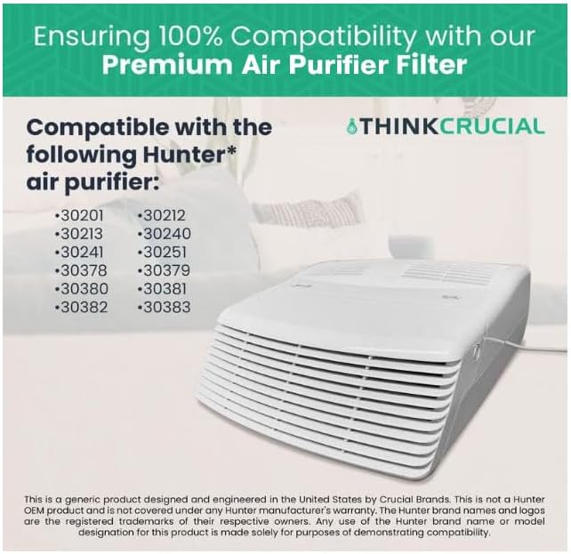 Crucial Air Purifier 2 Filters – Compatible with Hunter® Brand Filter Part # 30931 – Models 30201, 30212, 301213, 30240, 30241, 30251, 30378, 30379, 30380, 30381, 30382, 30383 – (2 Pack) - Image 7