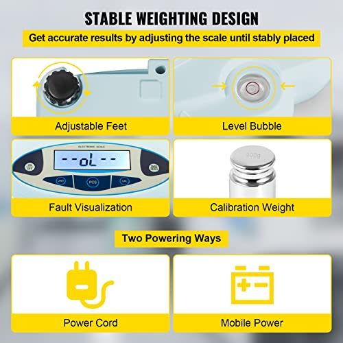 Vevor Lab Scale Analytical Balance, 500G X 0.01G Accuracy High Precision Lab Scale 13 Units Conversion Scientific Digital Laboratory Balance Scale For Lab, Jewelry, Industrial, Business(500G, 0.01G) #TOP5