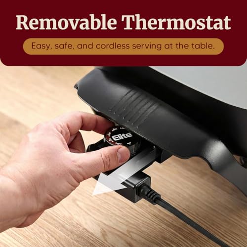 Image of Elite Gourmet 12 inchx12 inchx2.15 inch Ceralast PFAS Free Ceramic Electric Skillet, Dishwasher Safe, Rapid Heat Up, 1200W, Dark Grey