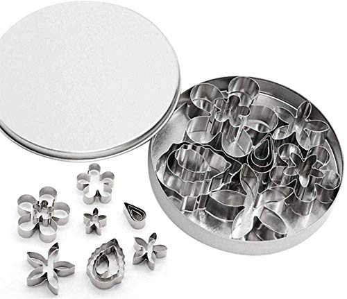 Image of HARI Stainless Steel 12 Pcs Small Cookie Cutter Set for Baking | Flower & Leaf Shape Cookie Cutters for Biscuits, Fondant, Pastry, Cake Decoration, Sugar Craft & DIY Baking | Biscuit Molds DIY Tools