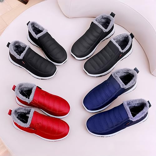 Image of Men's Cotton-Padded Shoes Winter Thickened Couple Snow Boots Warm Cotton Boots Women's Waterproof Snow Boots Warm and Cozy Ankle Boots