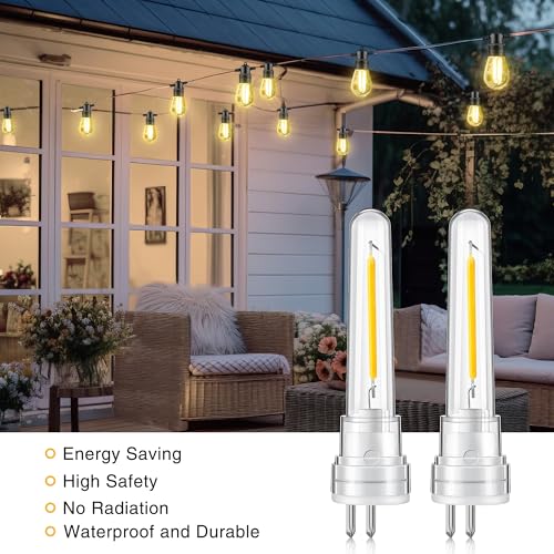 Meonum 14 Pack S14 Replacement Light Bulbs, 1.7 Watt Replacement S14 LED Bulb, Shatterproof Waterproof and Dimmable Replacement S14 Light Bulb for Outdoor Patio String Lights, 2700K Warm White