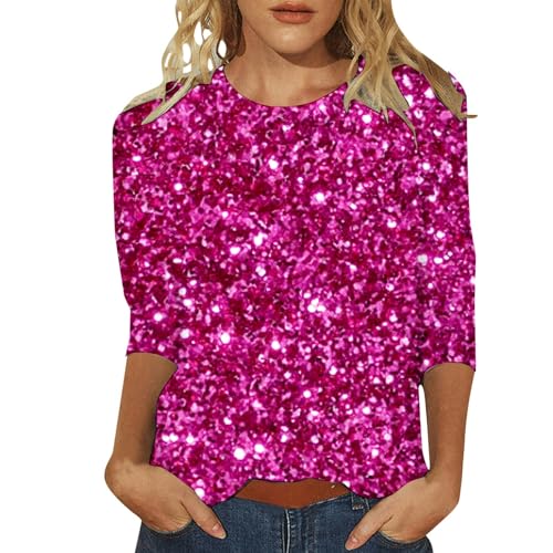 Camiseta de verano para mujer, diseño floral, informal, playa, algodón, talla grande, cuello en V, talla pequeña, talla pequeña, rosa fuerte, XXL