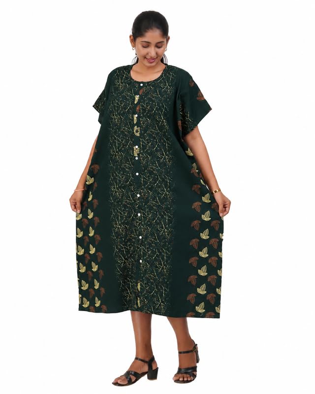 Image of MENMAII Women's [Free Size] Full Open /Front Buttoned [a Kind of Adaptive Clothing] Multipurpose Nighty for Maternity /Pregnancy /Elderly /Patient /Feeding /Hospital Purpose Nighty