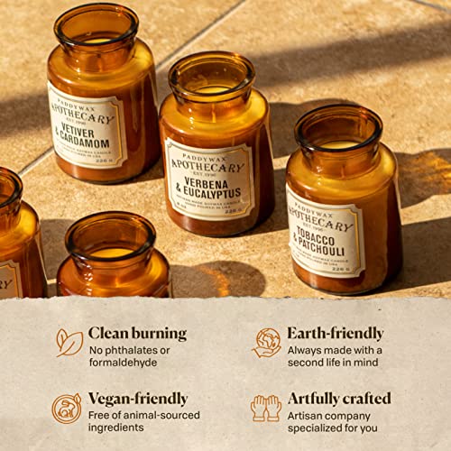 Paddywax Apothecary Soy Wax Scented Candle, 8-Ounce Glass Jar With Lid, Verbena & Eucalyptus #TOP2