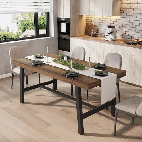 GarveeHome Industrial Dining Table for 4-6 People, 63" Long Large Kitchen Table with Sturdy Metal Frame, Rectangular Counter for Dinner, Kitchen, Dini