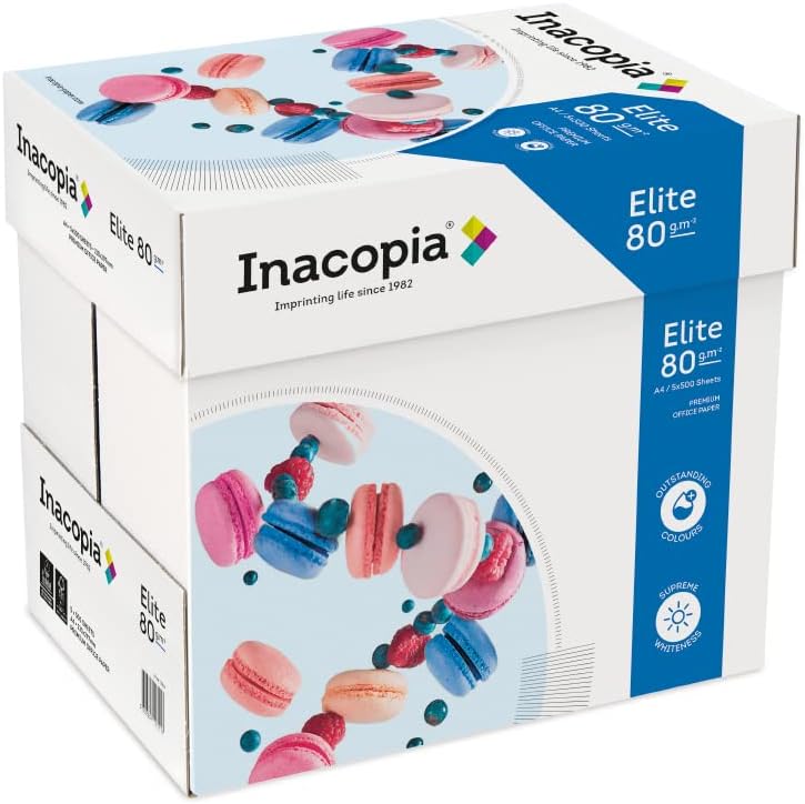 Inacopia Elite Multi-Purpose Copier Paper A4 Wood-Free 80gsm 2500 Sheets White