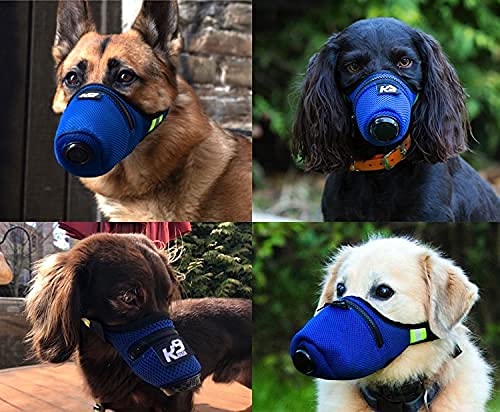 K9 Mask® Air Filter Mask For Dogs With ‘Extreme Breathe’ Pm2.5 Premium Air Filter Refills - Blue (Large) #TOP4