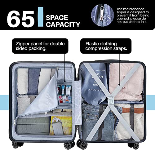 Anyzip Suitcase Hardside Pc Abs Lightweight Usb Luggage With Wheels Tsa Lock Checked-Medium 24 Inch Light Blue #TOP4