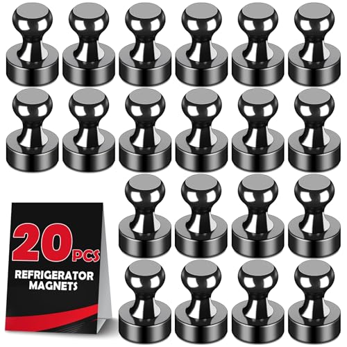 LOVIMAG Fridge Magnets 20Pcs Refrigerator Whiteboard Small Strong Magnet Classroom Kitchen Accessories Decorative Locker Set Decor Must Haves Office Calendar Refrigerador Magnetic Cute Crafts Black