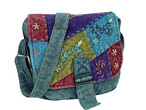 Handmade Cotton shoulder bag, Messenger Style multicolor, hand work Cross body bag. Boho Hobo Bag.