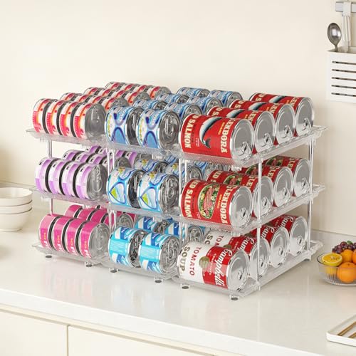 JUYUANHOM Cat Food Can Organizer, 3-Tier Adjustable Pet Food Can Holder