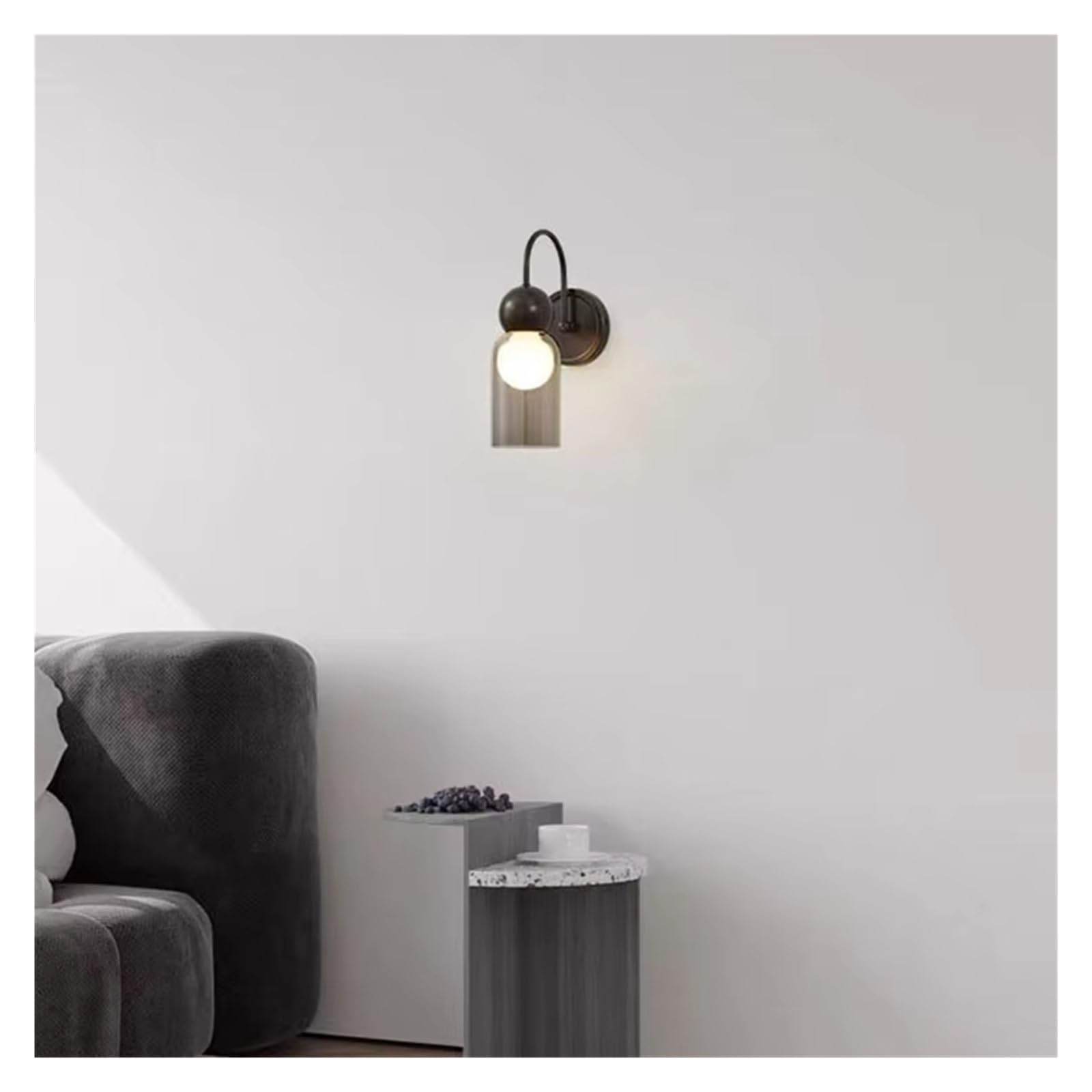 ZTCHSENZT Wall Lamp Dropshipping Clear Gray Glass Copper Lighting Fixtures for Foyer Bedroom Stairs,Black-32CM