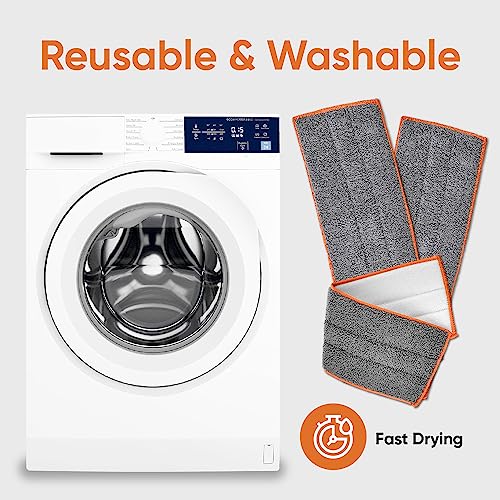 Image of Superio Microfiber Mop Pads Refill, Replacement Head with Velcro, 16 Inch for Flat, Spray Mop Set - 3 Pack - Grey