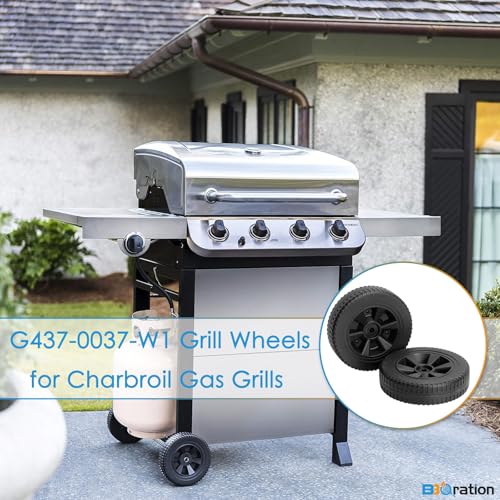 Image of 7 Inch G437-0037-W1 Grill Wheels Replacement Parts for Charbroil Various Models 463377319 463352521 463365021 469335115 463436415 463340516 Kenmore 415.16123800 Thermos 466360113, 2-Pack