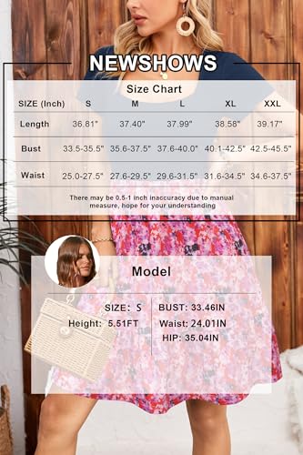 Image of Newshows Women's 2026 Summer Casual Square Neck Ruffle A Line Beach Vacation Sundress Work Business Dress with Pockets