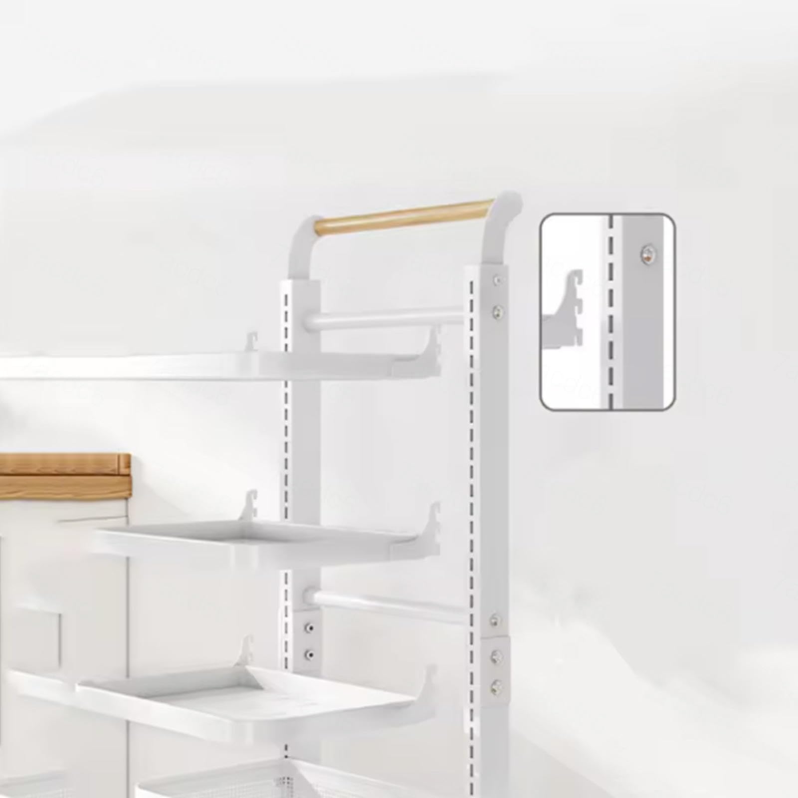 Supporto angolare nero per forno a microonde, armadio scorrevole per piatti e utensili, 4 tavole e 1 cestino, soluzione ideale per cucina e dispensa
