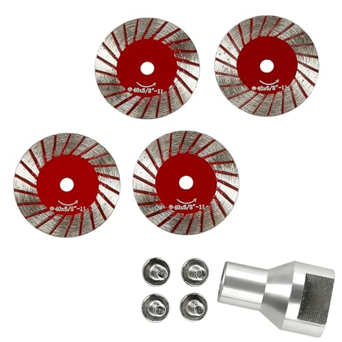 40mm Diamond Saw Blade & Sanding Disc Set with Removable Flange (5/8-11 Thread) – Ideal for Beveling, Carving, and Lettering on Granite, Marble, and Tombstones – Versatile Stone Processing Tools(5pcs)