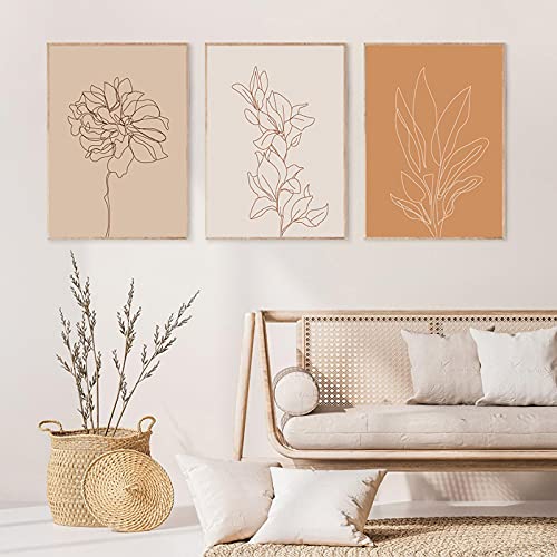 Tableau minimaliste salon décoration triptyque floral poétique grand format 70x100cm sans cadre