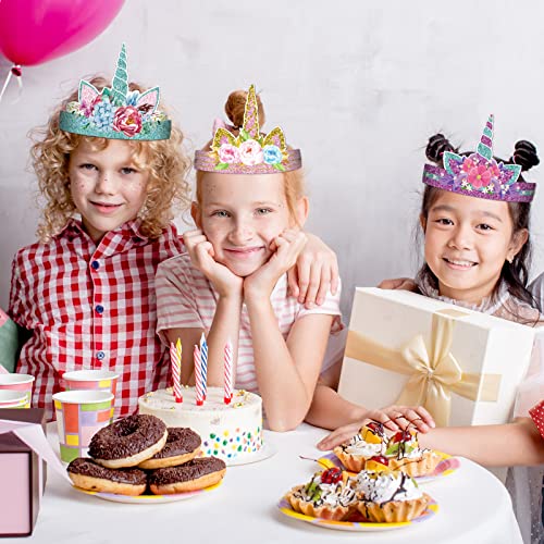Chiazllta JM0243 12 Pieces Unicorn Birthday Party Hats Unicorn Paper Party Crown Headbands thumb #6