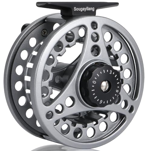 Sougayilang Carrete de pesca con mosca grande con cuerpo de aluminio fundido – 5/6, 7/8 pesos, esencial para principiantes – QS5/6
