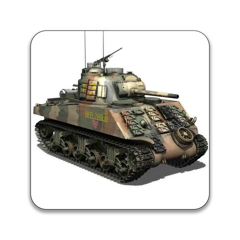 WW2 Sherman American Battle Tank - Pack of 10 Square Stickers - 55mm x 55mm