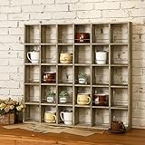 Kigley Oversize Coffee Mug Display Rack Wooden Shelves Rustic Shot Glass Display Case Travel Mug Shelf Wall Mounted Rack Holder Shadow Box(5 x 6,Brown)