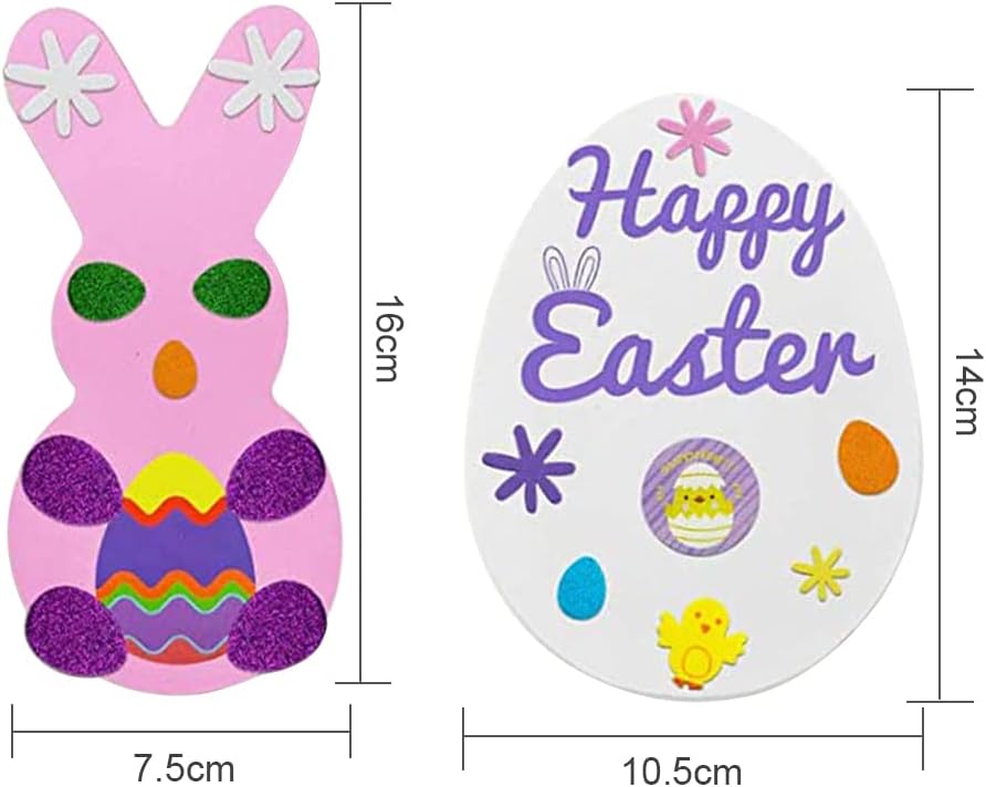 Easter Craft Set Children Girls Boys DIY Crafts for Easter Decoration, Easter Stickers Window Pictures Rabbit Egg Shape, Craft Accessories Craft Material for Nursery Birthday Party Birthday Gift