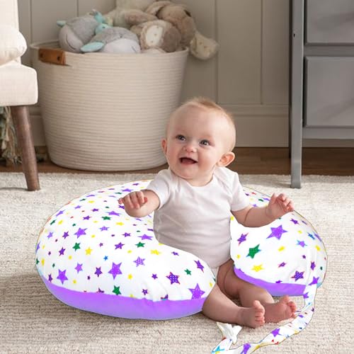 Image of VParents Feeding Pillow, Breast Feeding Pillows Vacuum Packed Cotton Nursing Pillow and Positioner, Breastfeeding, Bottle Feeding, Baby Support Joy (Purple) 110499