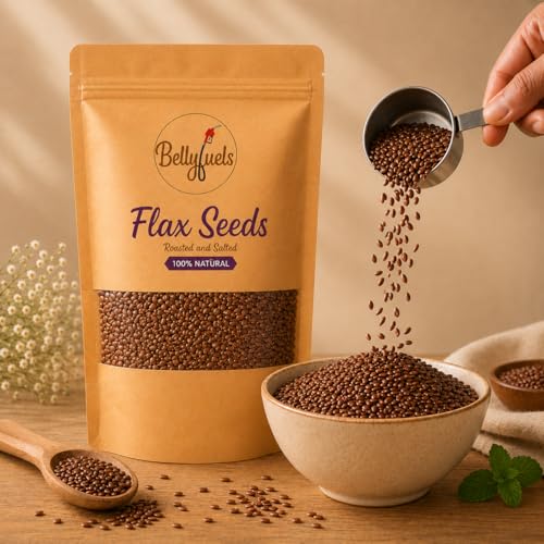 BELLYFUELS Premium Roasted Flax Seeds 200g | Omega-3 & Fiber Rich | Healthy Diet Snack | Alsi Seeds for Weight Management & Hair Growth