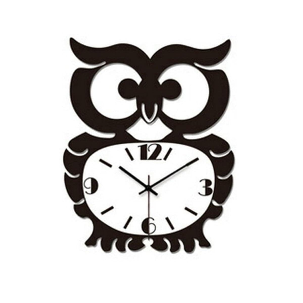 Horloge murale hibou en acrylique pour chambre d'enfant lisible et calme