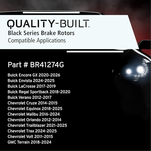 QUALITY-BUILT Front Brake Rotor, Black Series BR41274G, Compatible with 2011-2026 Buick/Chevrolet/GMC (Encore GX,Envista,LaCrosse,Regal Sportback,Verano,Cruze,Equinox,Malibu,Orlando,Trailblazer,Trax) by Quality-Built - Used condition - Image 3