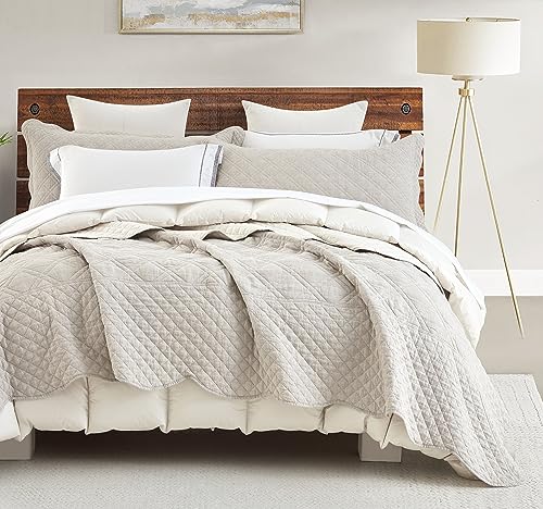 Image of HZ & HY Oversized King Bedspreads, Belgian Linen, Ivory
