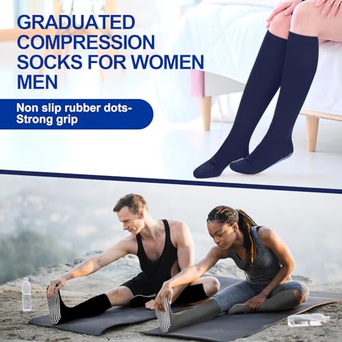 4 Pairs Non Slip Compression Socks 20-30 Mmhg Compression Socks with Grips Support for Women Men Pregnant Elderly4