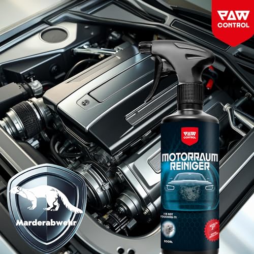Paw Control Motorraumreiniger mit integriertem Marderschutz – Made in Germany | Effektives Reinigungs- und Marder-Schutzmittel für Motoren | Marderschreck für die Anwendung im Auto entwickelt