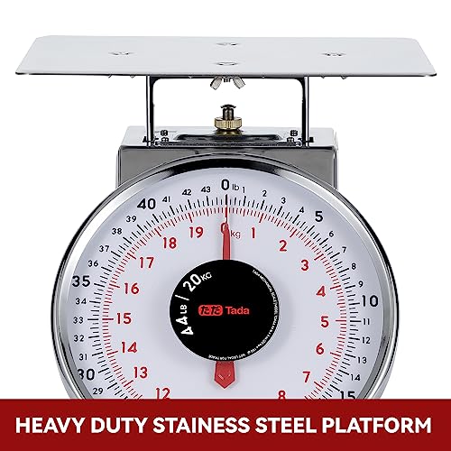 Tada 44 LBS Stainless Steel Mechanical Kitchen Scale Heavy Duty Portion-Control Food Scale - Image 3