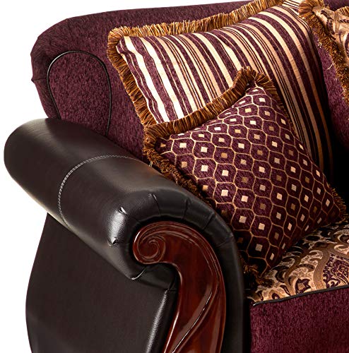 Furniture Of America Kildred 2-Piece Fabric And Leatherette Sofa Set, Burgundy #TOP3