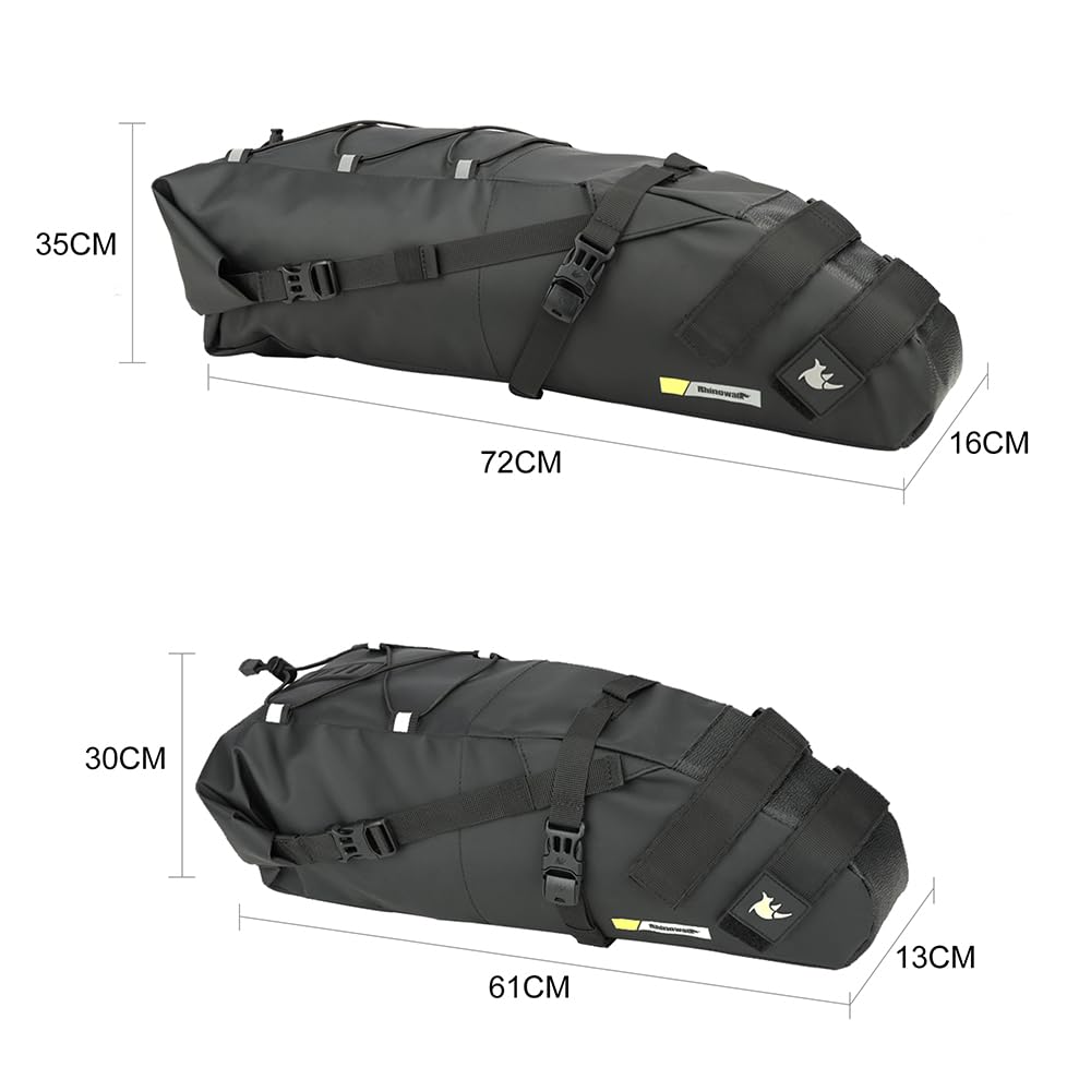 UBORSE Sacoche de Selle Vélo Grande Capacité Sac Arrière Imperméable pour Siège de Vélo de Route VTT Noir (13L)