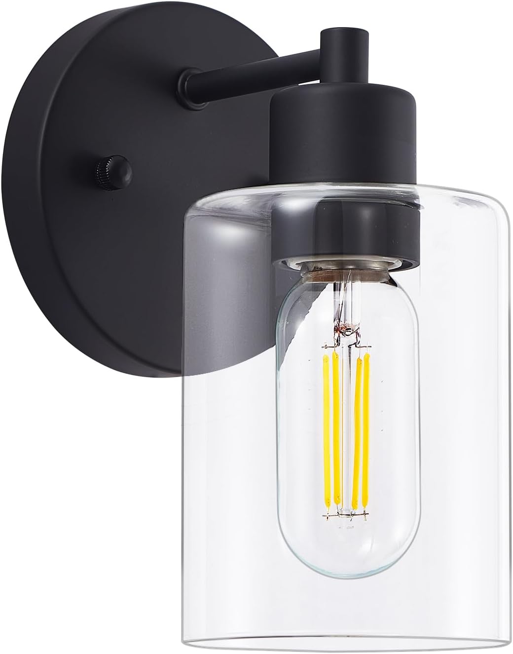 Wall Sconce, Black Vanity Light, Modern Bathroom Light Fixture with Clear Glass Shade and Moisture and Rust Prevention,Hallway Wall Lamp Mount Light Fixtures for Mirror(1PACK) Black 1 LIGHT(1 PACK)