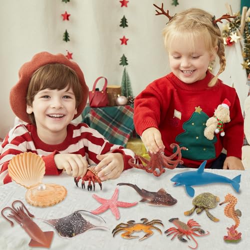 HYAKIDS Sea Animal Figures Toy, Large Ocean Sea Creatures Bath Toys, Realistic Animals Figurines Cake Toppers Set, Learning Gifts for Kids Boys Girls,12 Pack - Image 5