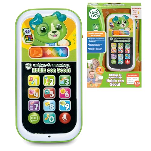 Leapfrog VTech   Teléfono de Aprendizaje Habla con Scout, Teléfono Interactivo, Graba Mensajes y Conversaciones, Desarrollo del lenguaje, Regalo bebés +9 Meses, Versión ESP