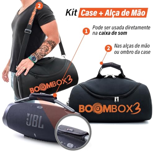 Kit Bolsa Case Capa Bag Polo Culture Compatível com Jbl Boombox 3 + Protetor Alça E Ombro Resistente