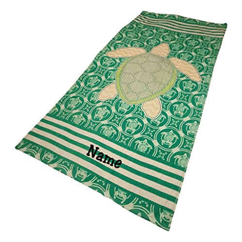 101 Beach Summer Trendy Printed Large Beach Pool Towel - Personalization Available (Green Turtle - Embroidered Name) #TOP8