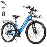 Cyseekin S10 E Bike, 26 Zoll Ebike mit 48V 499,2Wh Akku, 4,4 Zoll LCD Display 250W Motor Elektrofahrrad mit Federgabel, bis 100km 25km/h Pedelec Citybike für Herren Damen Pendeln Erwachsene