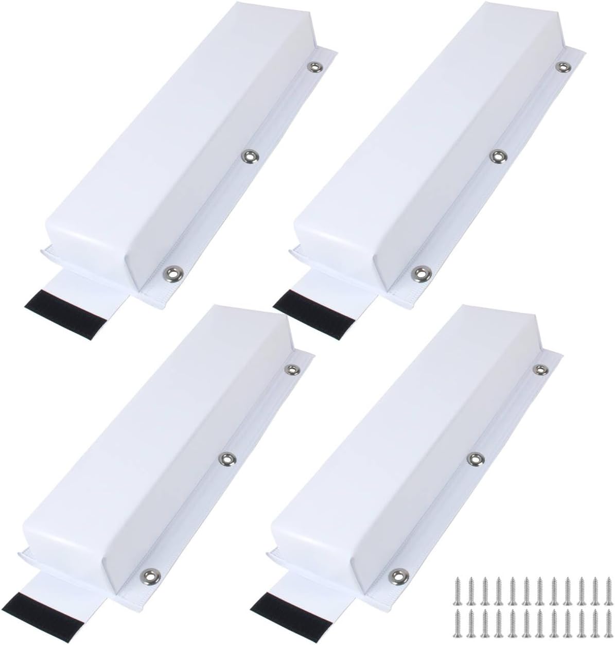 ORLANG 16" Dock Bumpers,PVC Dock Fenders with Stainless Steel Screws,Boat Dock Guards,Dock Post Bumper for Docking Edges, Piling, Vertical Poles, Horizontal Decks or Piers(White-4Pack)