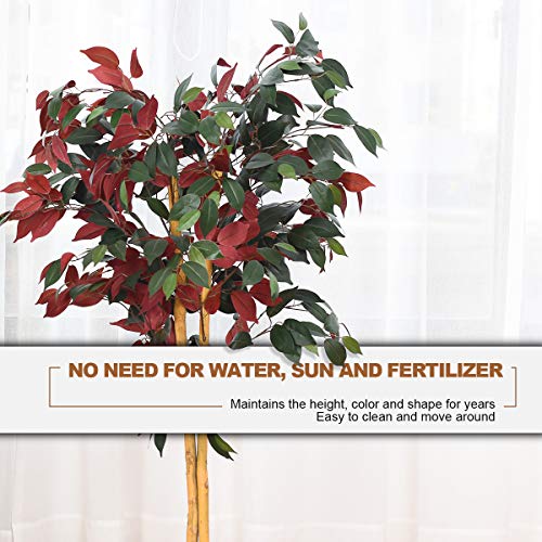 image for BestComfort 4ft Artificial Ficus Tree Set of 2, Fake Greenery Plants i