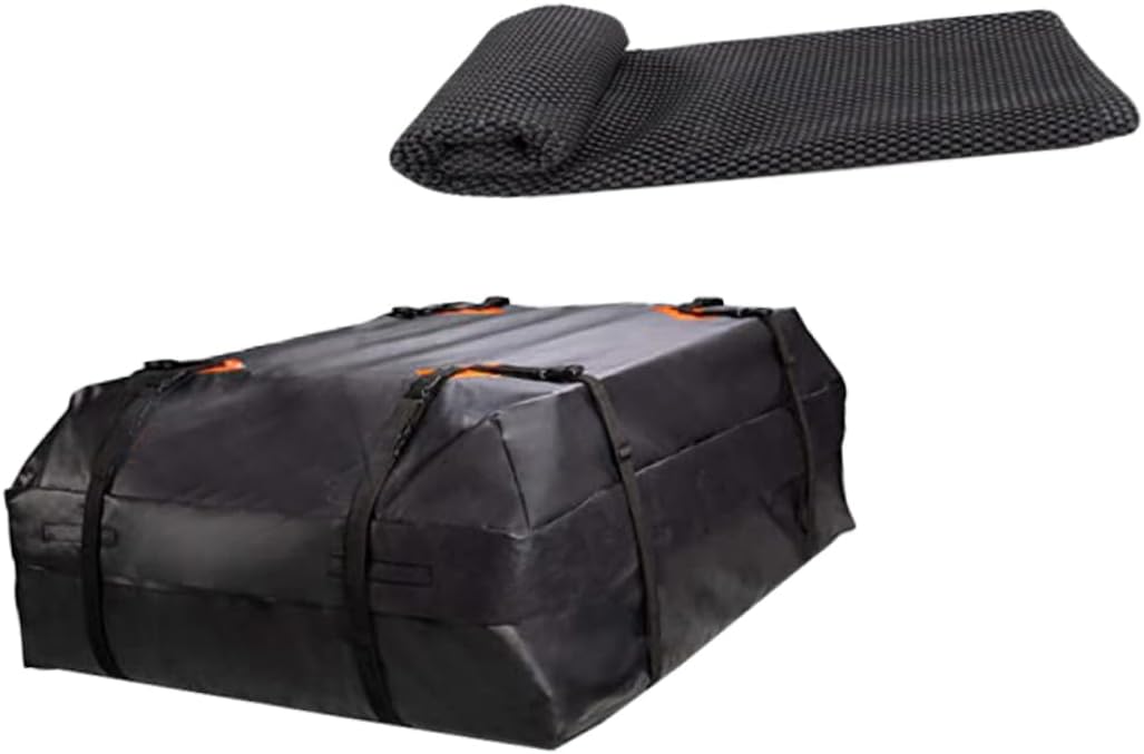 Ciieeo 1set Car Roof Cargo Carrier Bag Vehicle Rooftop Storage Pouch Slip Mat for Cars and Suvs