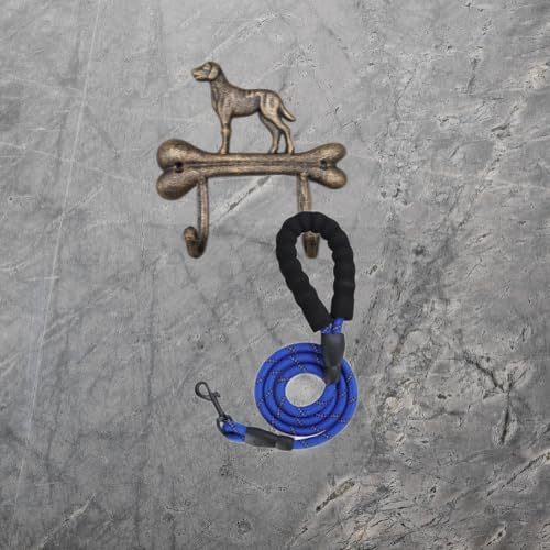 Dog Leash Holder, Cast Iron, Antique Bronze, 2 Hooks, Wall Mount, 6.9x6.9x1.8 inches, AR001 - Image 5