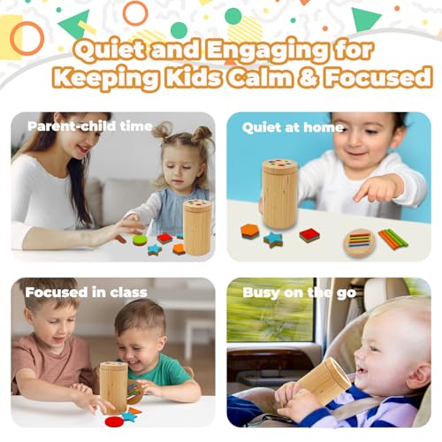 Image of Montessori Shape & Color Sorting Montessori Toys for Toddlers 3, Wooden Fine Motor Skills Sensory Toy Preschool Learning Toys Travel Gift for Boys and Girls (Wooden Set)
