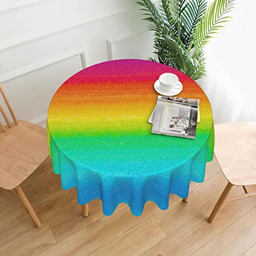 Vodbne Rainbow Round Tablecloth 60 Inch For Indoor And Outdoor, Waterproof Table Cloth Cover Decorative For Kitchen Dining Table, Parties And ​Camping #TOP1